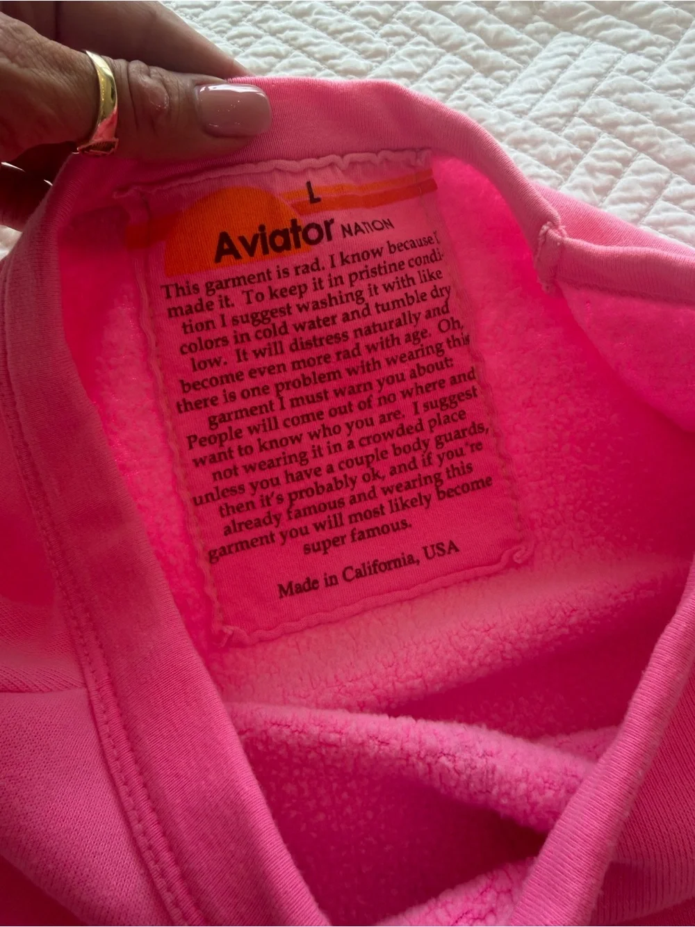 Aviator Nation Hot Pink Crewneck Sweatshirt - Picture 2 of 5